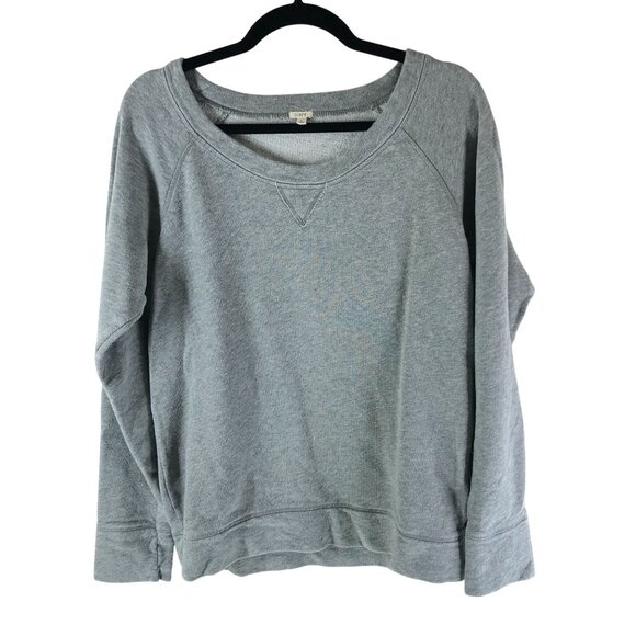 J Crew Womens French Terry Sweatshirt Scoop Neck Metallic Sparkle Zip Gray L - Picture 1 of 6